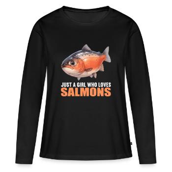 Saumon Saumon - T-shirt manches longues Premium bio Femme - noir - Devant - Julia (174cm)