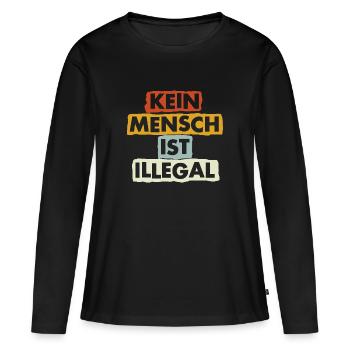 No One Is Illegal - Migration - Illegality - Women's Premium Organic Long Sleeve Shirt - black - Front - Julia (174cm)