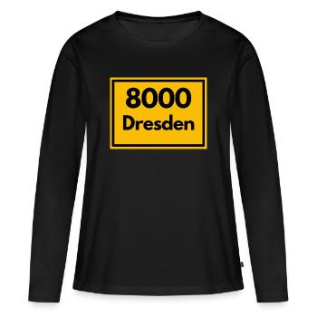 ANCIEN CODE POSTAL RETRO 8000 DRESDE ELBE - T-shirt manches longues Premium bio Femme - noir - Devant - Julia (174cm)