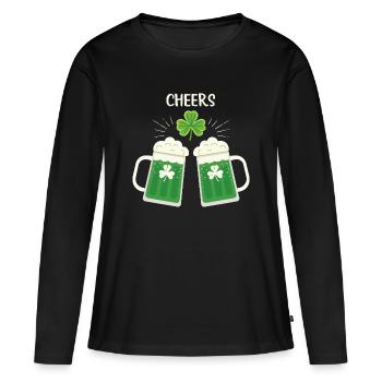 Pintes et Trèfles en Fête - T-shirt manches longues Premium bio Femme - noir - Devant - Julia (174cm)