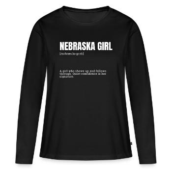 Détermination courageuse de la fille du Nebraska - T-shirt manches longues Premium bio Femme - noir - Devant - Julia (174cm)