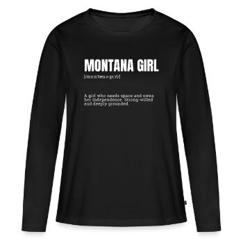 T-shirt Indépendance Fille du Montana - T-shirt manches longues Premium bio Femme - noir - Devant - Julia (174cm)