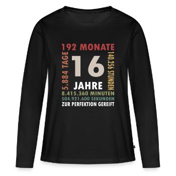 Seize ans de jalon - T-shirt manches longues Premium bio Femme - noir - Devant - Julia (174cm)