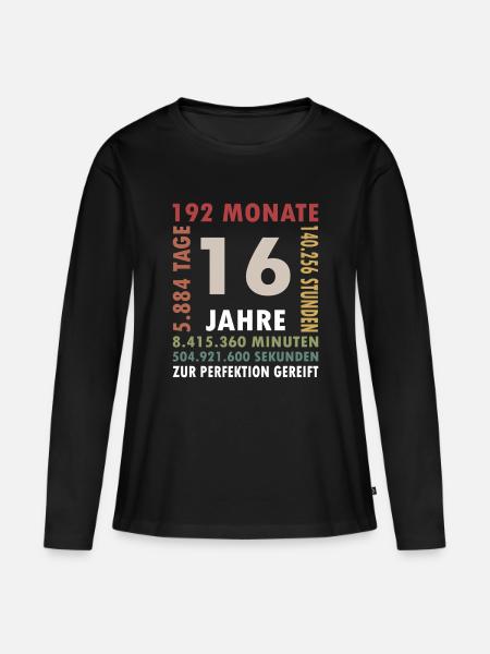 Sechszehn Jahre Meilenstein - Frauen Premium Bio Langarmshirt - Schwarz