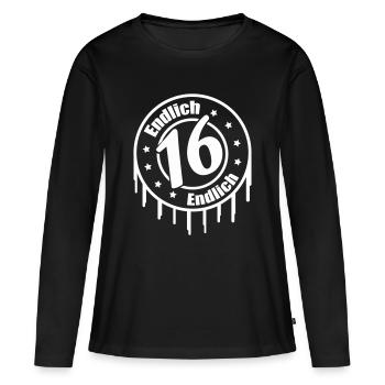 Enfin 16 ans - T-shirt manches longues Premium bio Femme - noir - Devant - Julia (174cm)