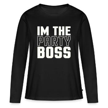 Je suis le chef de la fête - T-shirt manches longues Premium bio Femme - noir - Devant - Julia (174cm)