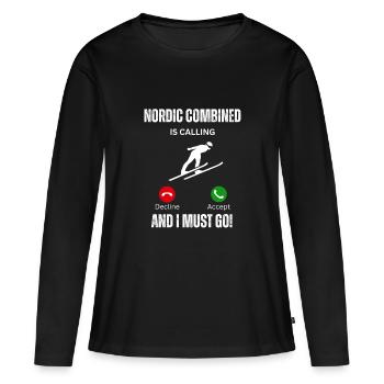 Appel combiné nordique - T-shirt manches longues Premium bio Femme - noir - Devant - Julia (174cm)