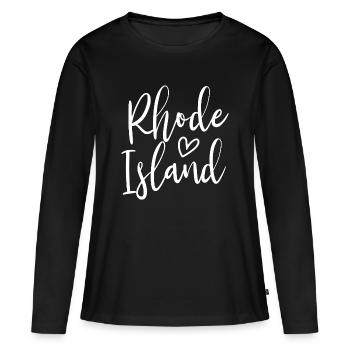 Rhode Island Heart Women’s Love Rhode Island - T-shirt manches longues Premium bio Femme - noir - Devant - Julia (174cm)