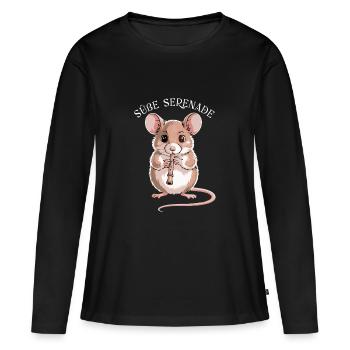 Blockflöte - Süße Serenade Maus Musikschule - Frauen Premium Bio Langarmshirt - Schwarz - Vorne - Julia (174cm)