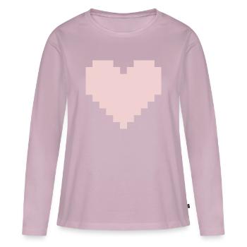 Cœur Rose Pixel - T-shirt manches longues Premium bio Femme - rose poudré - Devant - Julia (174cm)