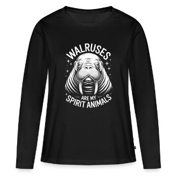 Walross Spruch Walrosse Lustiges Walross Geschenk  - Frauen Premium Bio Langarmshirt - Schwarz - Vorne - Julia (174cm)