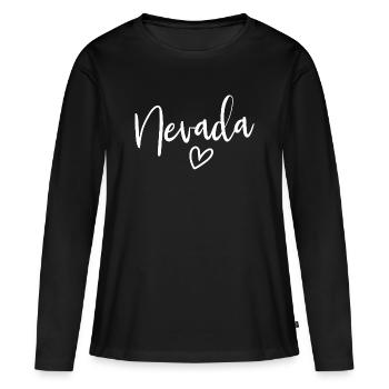 Cœur du Nevada Amour des Femmes Nevada - T-shirt manches longues Premium bio Femme - noir - Devant - Julia (174cm)