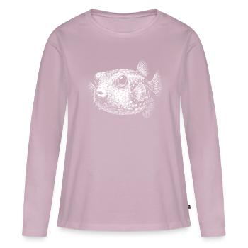 Poisson-globe - T-shirt manches longues Premium bio Femme - rose poudré - Devant - Julia (174cm)