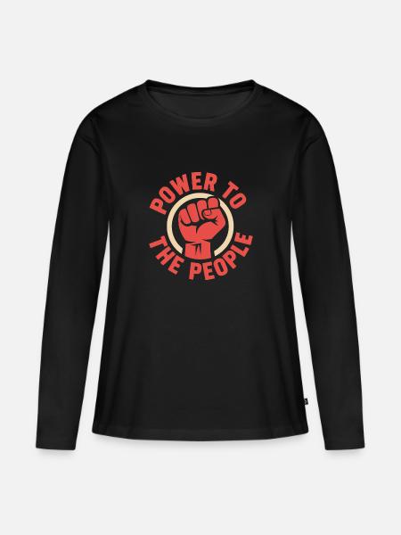 Macht dem Volk – Sozialistischer Antifa Tee - Frauen Premium Bio Langarmshirt - Schwarz