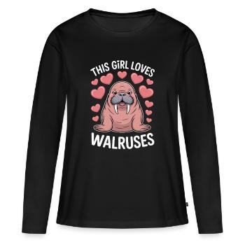 Walross Spruch Walrosse Lustiges Walross Geschenk  - Frauen Premium Bio Langarmshirt - Schwarz - Vorne - Julia (174cm)