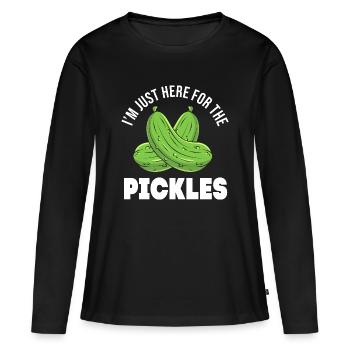 Cornichon concombre et concombre - T-shirt manches longues Premium bio Femme - noir - Devant - Julia (174cm)