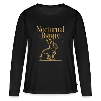 Conception du Lapin de Pâques nocturne du Lapin de Pâques nocturne - T-shirt manches longues Premium bio Femme - noir - Devant - Julia (174cm)