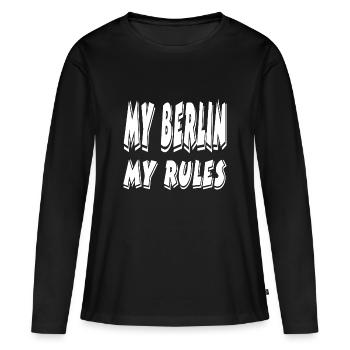 Berlin - T-shirt manches longues Premium bio Femme - noir - Devant - Julia (174cm)