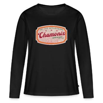 Chamonix Mountain Ski Vintage Label - T-shirt manches longues Premium bio Femme - noir - Devant - Julia (174cm)
