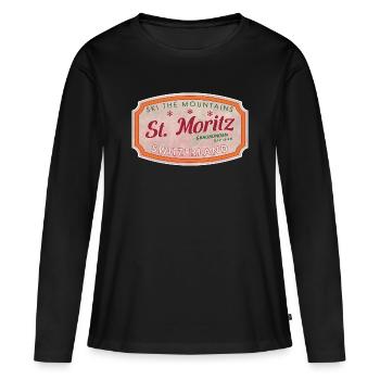 Label de ski de montagne St Moritz - T-shirt manches longues Premium bio Femme - noir - Devant - Julia (174cm)
