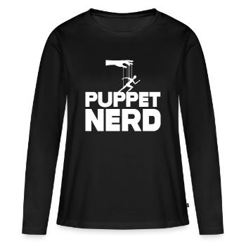 Marionnette nerd marionnette - T-shirt manches longues Premium bio Femme - noir - Devant - Julia (174cm)