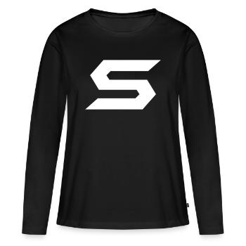 Contraste géométrique en zigzag - T-shirt manches longues Premium bio Femme - noir - Devant - Julia (174cm)