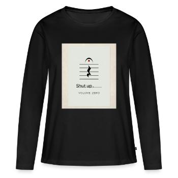 Tais-toi – Volume Zéro Minimaliste Design - T-shirt manches longues Premium bio Femme - noir - Devant - Julia (174cm)