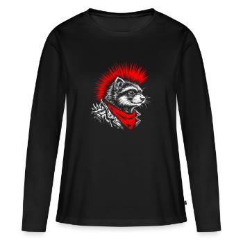 Punk Ferret – rebellischer Stil mit einer Kralle - Frauen Premium Bio Langarmshirt - Schwarz - Vorne - Julia (174cm)