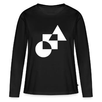 Mosaïque géométrique monochrome - T-shirt manches longues Premium bio Femme - noir - Devant - Julia (174cm)