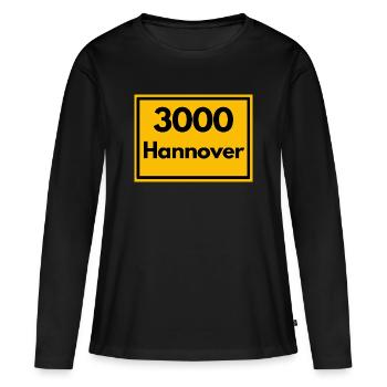 ALT CODE POSTAL RETRO 3000 HANNOVER - Messe - T-shirt manches longues Premium bio Femme - noir - Devant - Julia (174cm)