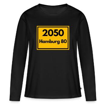 ANCIEN CODE POSTAL RETRO 2050 HAMBOURG 80 - ELBE - T-shirt manches longues Premium bio Femme - noir - Devant - Julia (174cm)
