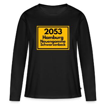 ANCIEN CODE POSTAL 2053 HAMBOURG NEUENGAMME ELBE - T-shirt manches longues Premium bio Femme - noir - Devant - Julia (174cm)