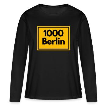 ANCIEN CODE POSTAL RETRO 1000 BERLIN CAPITAL - T-shirt manches longues Premium bio Femme - noir - Devant - Julia (174cm)