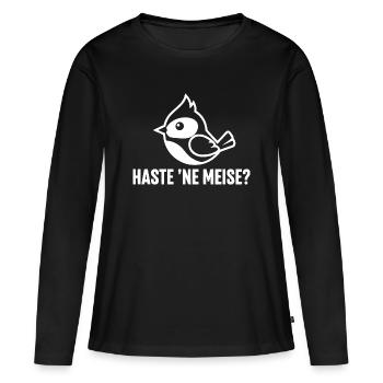 Haste ne Illustration d’oiseau - T-shirt manches longues Premium bio Femme - noir - Devant - Julia (174cm)