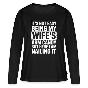 Ehefrau Sprüche Ehefrauen Lustige Ehefrau Geschenk - Frauen Premium Bio Langarmshirt - Schwarz - Vorne - Julia (174cm)