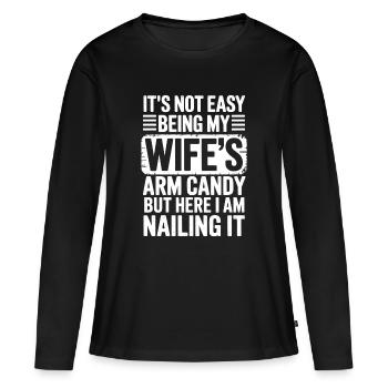 Ehefrau Sprüche Ehefrauen Lustige Ehefrau Geschenk - Frauen Premium Bio Langarmshirt - Schwarz - Vorne - Julia (174cm)