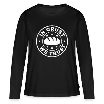 Dans le logo du pain Crust We Trust - T-shirt manches longues Premium bio Femme - noir - Devant - Julia (174cm)