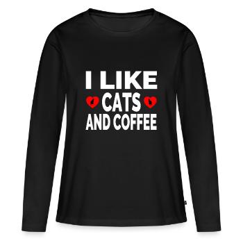 félin - T-shirt manches longues Premium bio Femme - noir - Devant - Julia (174cm)