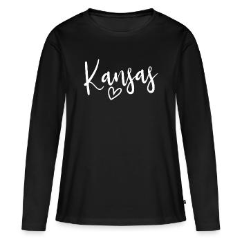 Les Femmes du Cœur du Kansas Aiment Kansas - T-shirt manches longues Premium bio Femme - noir - Devant - Julia (174cm)