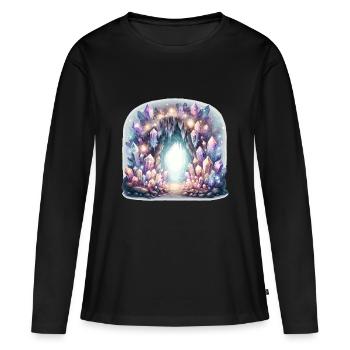 Portail de la Grotte de Cristal - T-shirt manches longues Premium bio Femme - noir - Devant - Julia (174cm)