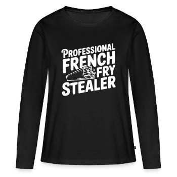 Professioneller Pommes-Dieb - Frauen Premium Bio Langarmshirt - Schwarz - Vorne - Julia (174cm)