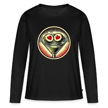 Martini Heart Eyes Rétro - T-shirt manches longues Premium bio Femme - noir - Devant - Julia (174cm)