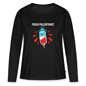 Pflege Pfleger Pflegerin Blutentnahme Phlebotomist - Frauen Premium Bio Langarmshirt - Schwarz - Vorne - Julia (174cm)
