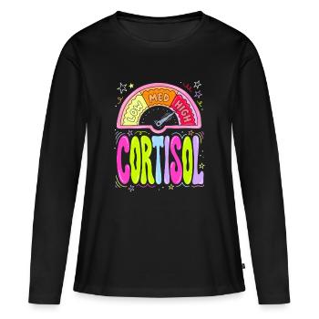 Cortisol Pegel Dashboard - Frauen Premium Bio Langarmshirt - Schwarz - Vorne - Julia (174cm)