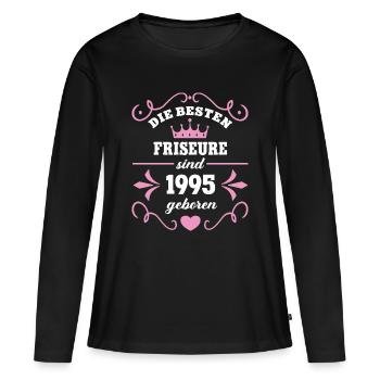 Hairdresser Birthday Vintage 1995 Born 95 - Women's Premium Organic Long Sleeve Shirt - black - Front - Julia (174cm)