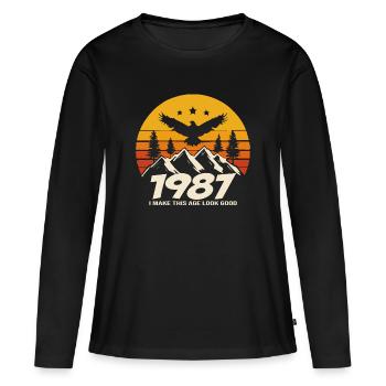 Geburtstag 1987 1987 Geburtstag 1987 Geburtstag - Frauen Premium Bio Langarmshirt - Schwarz - Vorne - Julia (174cm)