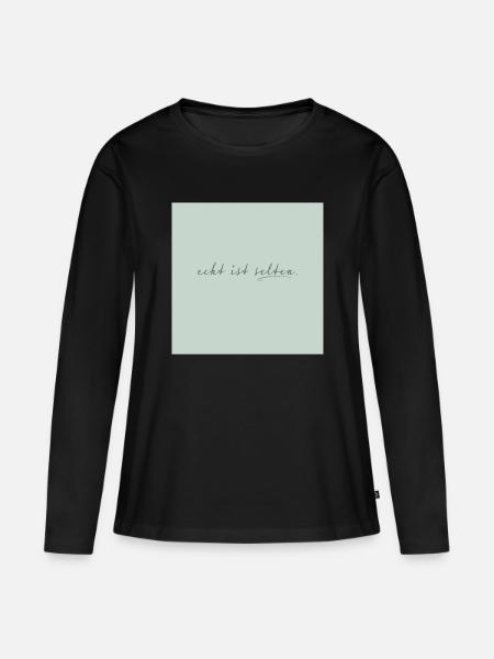 echt ist selten – minimalistisches Quote Poster - Frauen Premium Bio Langarmshirt - Schwarz