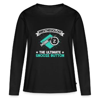 Anesthésiste Bouton Snooze Anesthésie - T-shirt manches longues Premium bio Femme - noir - Devant - Julia (174cm)