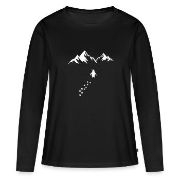 Pingouin solitaire seul - T-shirt manches longues Premium bio Femme - noir - Devant - Julia (174cm)