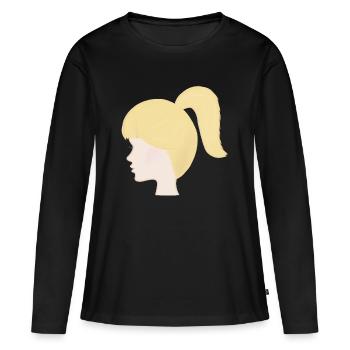 Poupée jouet à queue de cheval blonde - T-shirt manches longues Premium bio Femme - noir - Devant - Julia (174cm)